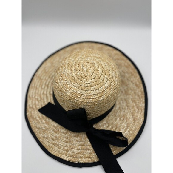 Anthropologie San Diego Ribbon Straw Hat Preppy Boho Vacation Summer Sz OS New